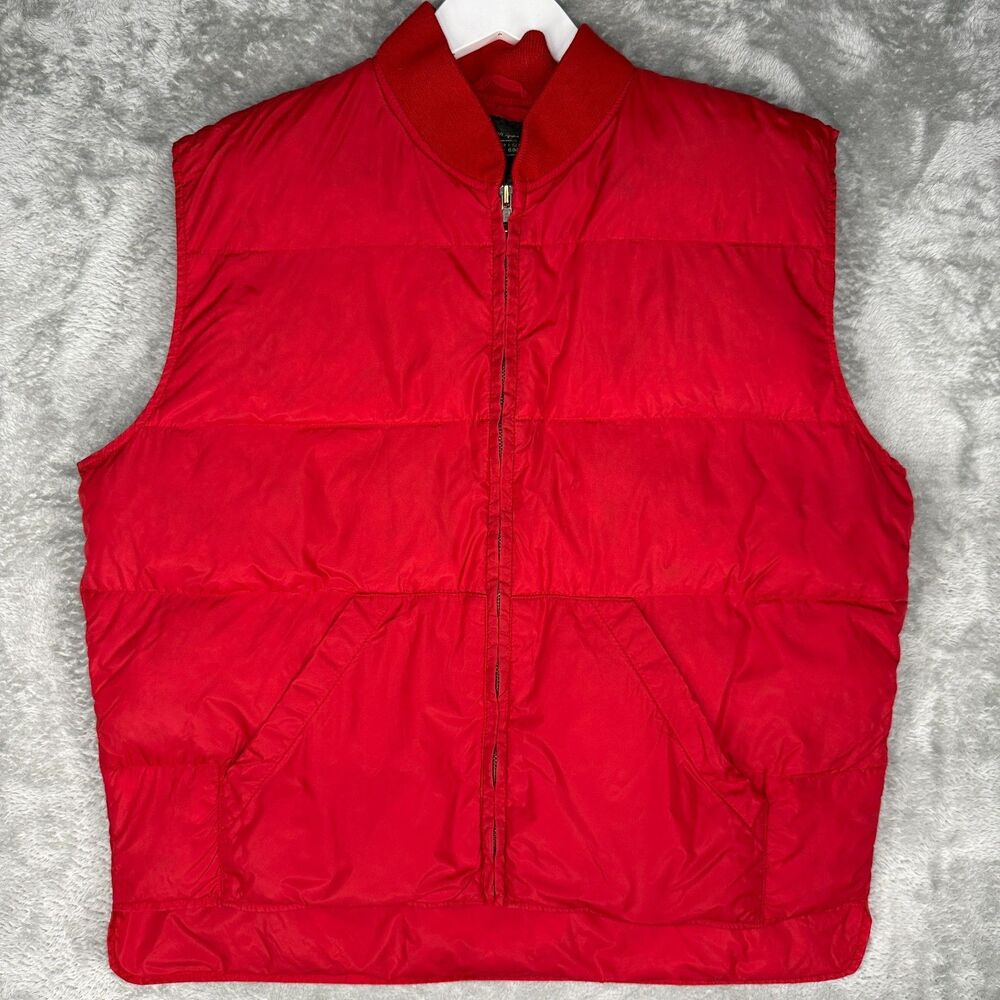 Vtg 90s Eddie Bauer Goose Down Puffer Vest Mens Large Crimson Red Full Zip Nylon